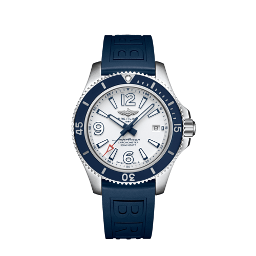 Breitling Superocean 42 Paslanmaz Çelik / Beyaz / Kauçuk / Folding, referans A17366D81A1S2