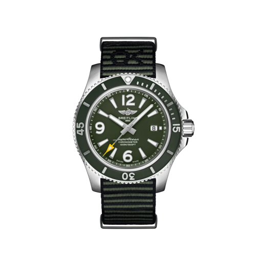 Breitling Superocean 44 Paslanmaz Çelik / Yeşil / NATO / OuterKnown, referans A17367A11L1W1