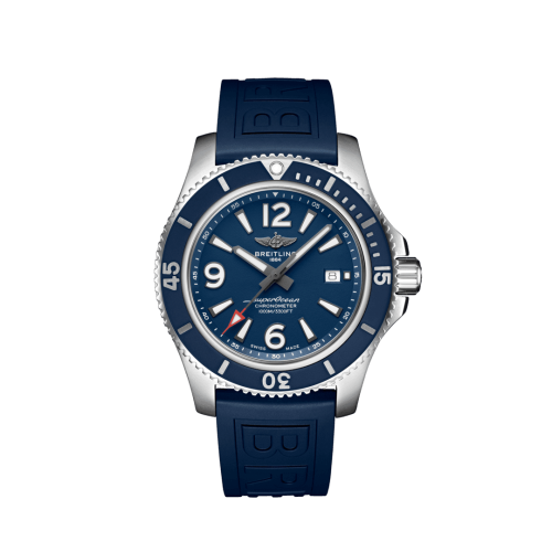 Breitling Superocean 44 Paslanmaz Çelik / Mavi / Kauçuk / Folding, referans A17367D81C1S2