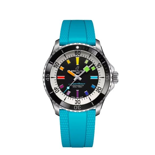 Breitling SuperOcean Automatic 42 Paslanmaz Çelik / Siyah - Rainbow / Kauçuk, referans A17375211B2S1
