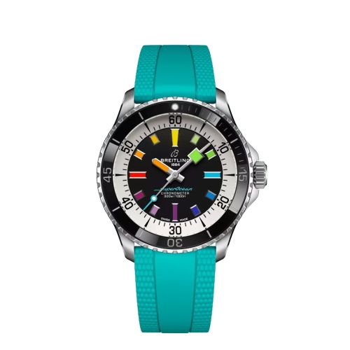 Breitling SuperOcean Automatic 42 Paslanmaz Çelik / Siyah - Rainbow / Kauçuk, referans A17375211B2S2