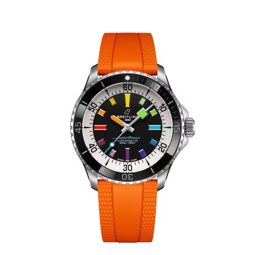 Breitling SuperOcean Automatic 42 Paslanmaz Çelik / Siyah - Rainbow / Kauçuk, referans A17375211B2S3