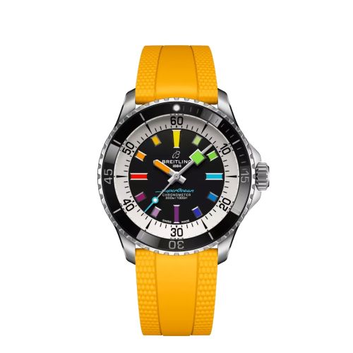 Breitling SuperOcean Automatic 42 Paslanmaz Çelik / Siyah - Rainbow / Kauçuk, referans A17375211B2S4