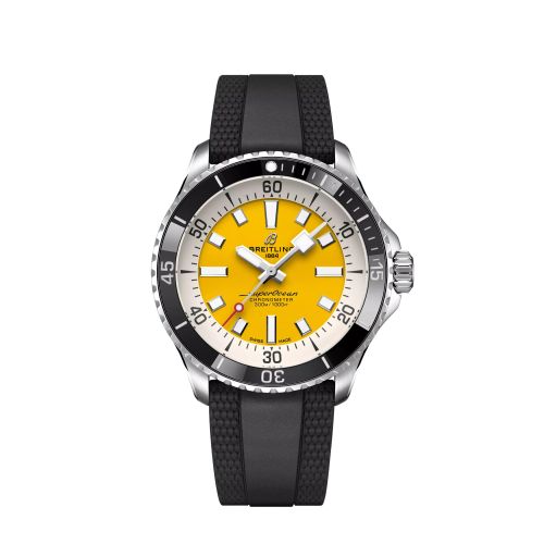 Breitling SuperOcean Automatic 42 Paslanmaz Çelik / Sarı / Kauçuk, referans A17375211I1S1