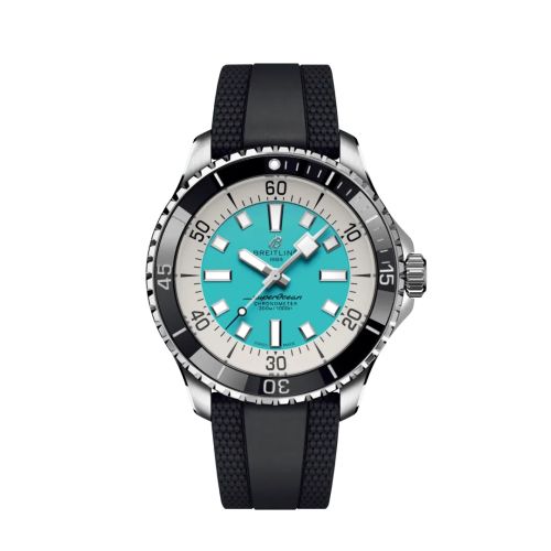 Breitling SuperOcean Automatic 44 Paslanmaz Çelik / Turkuaz / Kauçuk, referans A17376211L2S1
