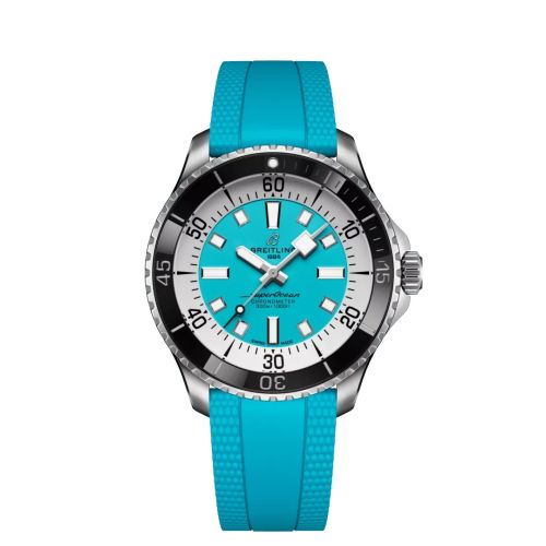 Breitling SuperOcean Automatic 44 Paslanmaz Çelik / Turkuaz / Kauçuk, referans A17376211L2S2