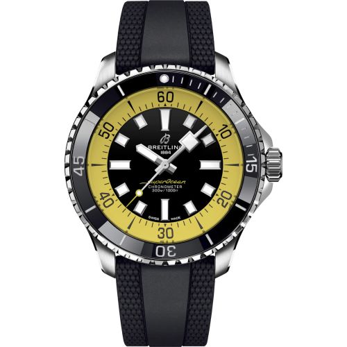 Breitling SuperOcean Automatic 44 Paslanmaz Çelik / Siyah - Sarı / Rüschenbeck Edition, referans A173762A1B1S1
