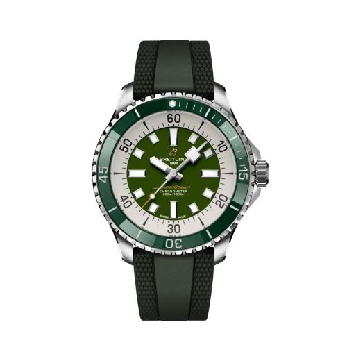 Breitling SuperOcean Automatic 44 Paslanmaz Çelik / Yeşil / Kauçuk, referans A17376A31L1S1