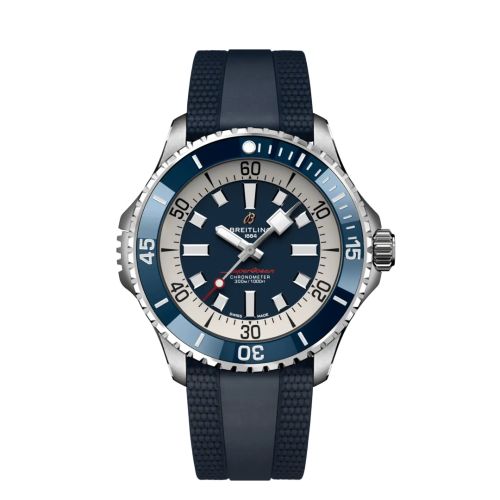Breitling SuperOcean Automatic 46 Paslanmaz Çelik / Mavi / Kauçuk, referans A17378E71C1S1