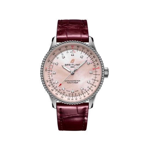 Breitling Navitimer 1 35 Automatic Stainless Steel / Pink MOP / eComm / Croco, reference A173951A1K1P1