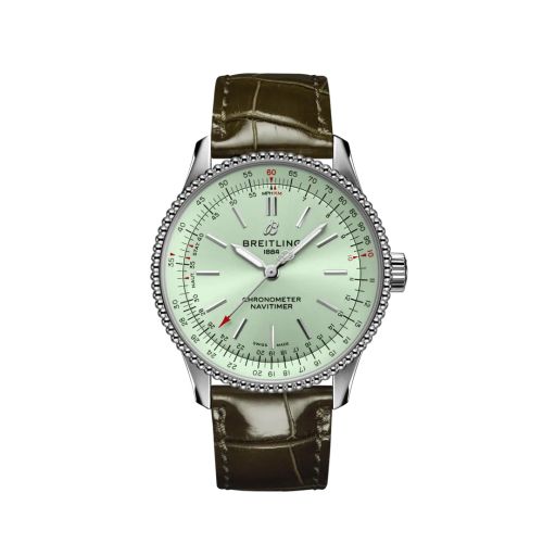 Breitling Navitimer 1 35 Automatic Stainless Steel / Mint Green / Alligator - Pin, reference A17395361L1P1