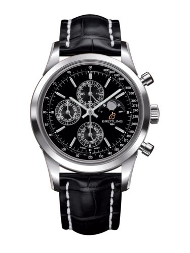Transocean Chronograph 1461 Paslanmaz Çelik / Siyah / Croco / Pin 43 mm