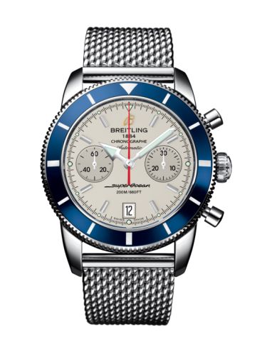 Breitling Superocean Heritage 44 Chronograph Paslanmaz Çelik / Mavi / Gümüş / Milanese, referans A2337016.G753.154A