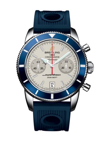Breitling Superocean Heritage 44 Chronograph Paslanmaz Çelik / Mavi / Gümüş / Kauçuk, referans A2337016.G753.211S