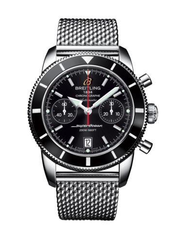 Breitling Superocean Heritage 44 Chronograph Paslanmaz Çelik / Siyah / Siyah / Milanese, referans A2337024.BB81.154A