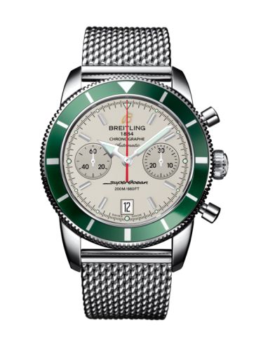 Breitling Superocean Heritage 44 Chronograph Paslanmaz Çelik / Yeşil / Gümüş / Milanese, referans A2337036.G753.154A