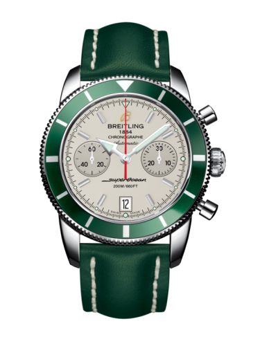Breitling Superocean Heritage 44 Chronograph Paslanmaz Çelik / Yeşil / Gümüş / Calf, referans A2337036.G753.189X