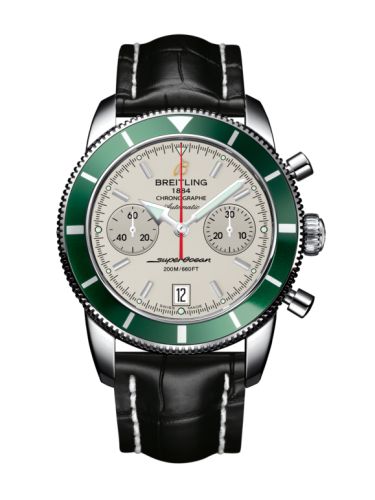 Breitling Superocean Heritage 44 Chronograph Paslanmaz Çelik / Yeşil / Gümüş / Croco, referans A2337036.G753.743P