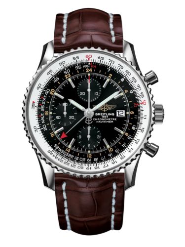 Breitling Navitimer World Stainless Steel / Black / Croco / Pin 46mm, reference A2432212/B726/756P/A20BA.1