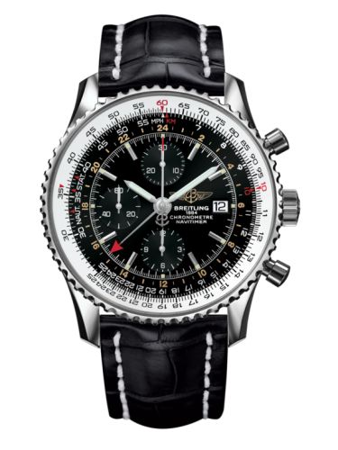 Breitling Navitimer World  Stainless Steel / Black / Croco / Pin 46mm, reference A24322121B1P1