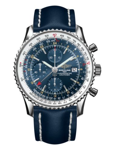 Breitling Navitimer World Stainless Steel / Blue / Calf / Pin 46mm, reference A24322121C1X1
