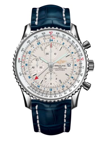 Breitling Navitimer World Stainless Steel / Silver / Croco / Pin 46mm, reference A2432212/G571/746PA20BA.1