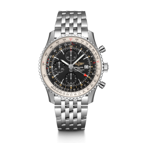 Breitling Navitimer World Stainless Steel / Black / Bracelet 46mm, reference A24322121B1A1