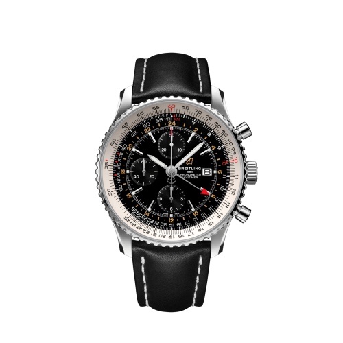 Breitling Navitimer 1 Chronograph GMT Stainless Steel / Black / Calf / Folding 46mm, reference A24322121B2X2