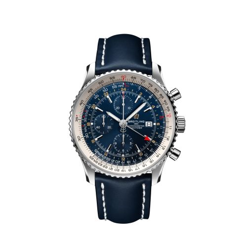 Breitling Navitimer 1 Chronograph GMT Stainless Steel / Blue / Calf / Pin 46mm, reference A24322121C2X1