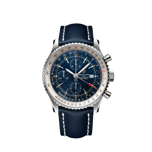 Breitling Navitimer 1 Chronograph GMT Stainless Steel / Blue / Calf / Folding 46mm, reference A24322121C2X2