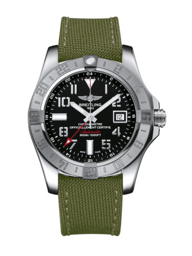 Breitling Avenger II GMT Paslanmaz Çelik / Volcano Siyah / Military / Pin 43mm, referans A3239011/BC34/106W/A20BA.1