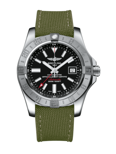 Breitling Avenger II GMT Paslanmaz Çelik / Volcano Siyah / Military / Pin 43mm, referans A3239011/BC35/106W/A20BA.1