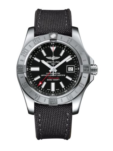 Breitling Avenger II GMT Stainless Steel / Volcano Black / Military / Pin 43mm, reference A32390111B1W1