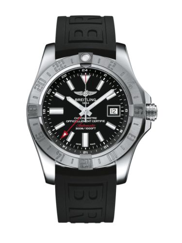 Breitling Avenger II GMT Stainless Steel / Volcano Black / Rubber / Pin 43mm, reference A32390111B1S2