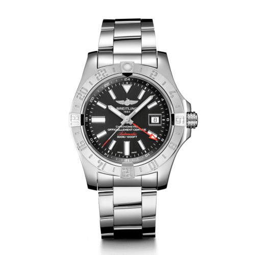 Breitling Avenger II GMT Stainless Steel / Volcano Black / Bracelet 43mm, reference A32390111B1A1