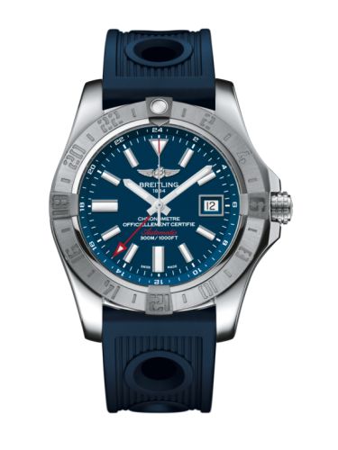 Breitling Avenger II GMT Paslanmaz Çelik / Mariner Mavi / Kauçuk / Folding 43mm, referans A3239011/C872/211S/A20D.2