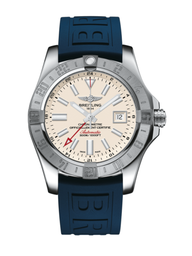Breitling Avenger II GMT Paslanmaz Çelik / Stratus Gümüş / Kauçuk / Pin 43mm, referans A3239011/G778/158S/A20S.1