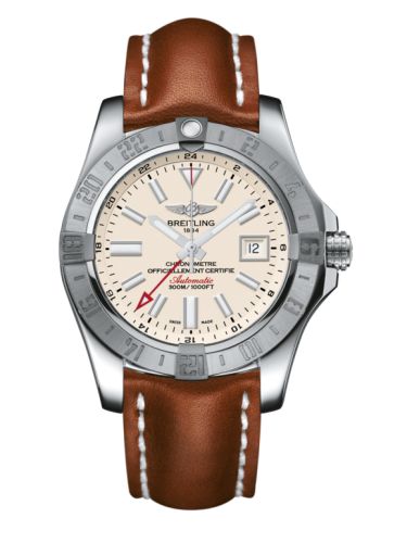 Breitling Avenger II GMT Stainless Steel / Stratus Silver / Calf / Folding 43mm, reference A3239011/G778/434X/A20D.1