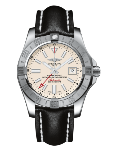 Breitling Avenger II GMT Stainless Steel / Stratus Silver / Calf / Folding 43mm, reference A3239011/G778/436X/A20D.1