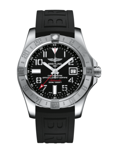 Breitling Avenger II GMT Stainless Steel / Volcano Black / Rubber / Folding 43mm, reference A32390111B2S1