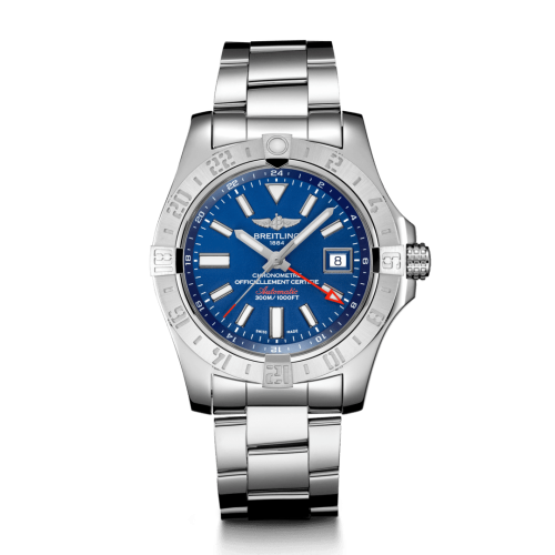Breitling Avenger II GMT Stainless Steel / Mariner Blue / Bracelet 43mm, reference A32390111C1A1