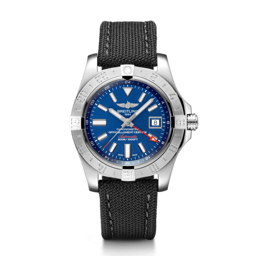 Breitling Avenger II GMT Stainless Steel / Mariner Blue / Military / Pin 43mm, reference A32390111C1W1