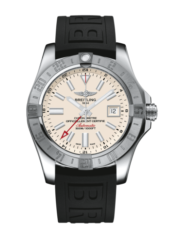 Breitling Avenger II GMT Stainless Steel / Stratus Silver / Rubber / Folding 43mm, reference A32390111G1S1