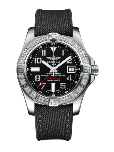 Breitling Avenger II GMT Stainless Steel / Diamond / Volcano Black / Military 43mm, reference A3239053.BC34.109W