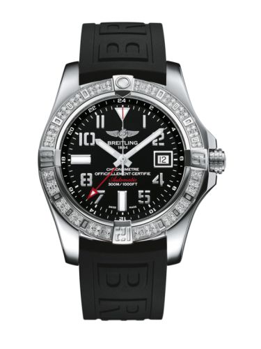 Breitling Avenger II GMT Stainless Steel / Diamond / Volcano Black / Rubber 43mm, reference A3239053.BC34.152S