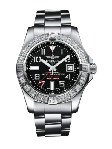 Breitling Avenger II GMT Stainless Steel / Diamond / Volcano Black / Bracelet 43mm, reference A3239053.BC34.170A