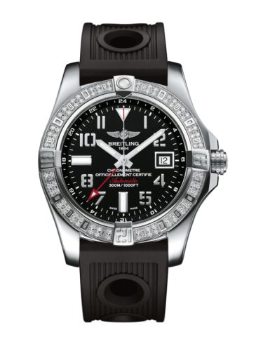 Breitling Avenger II GMT Stainless Steel / Diamond / Volcano Black / Rubber 43mm, reference A3239053.BC34.200S