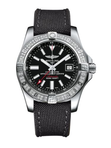 Breitling Avenger II GMT Stainless Steel / Diamond / Volcano Black / Military 43mm, reference A3239053.BC35.109W