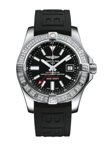 Breitling Avenger II GMT Stainless Steel / Diamond / Volcano Black / Rubber 43mm, reference A3239053.BC35.152S