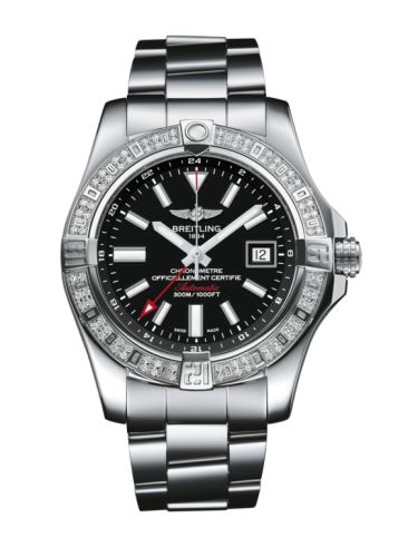Breitling Avenger II GMT Stainless Steel / Diamond / Volcano Black / Bracelet 43mm, reference A3239053.BC35.170A